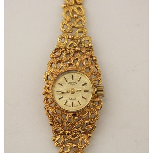 406 - Ladies Rotary 9ct gold bracelet dress watch, with original receipt dated 1971. Gross weight 18.6 gra... 