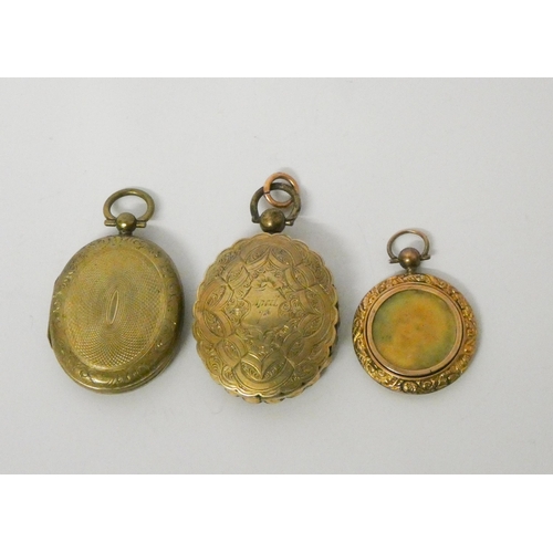 435 - Three Victorian gilt metal lockets