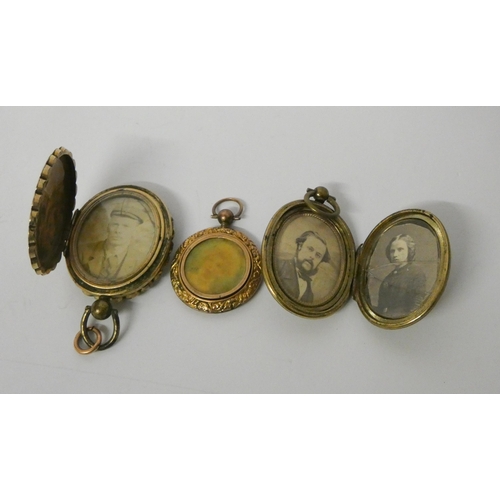 435 - Three Victorian gilt metal lockets