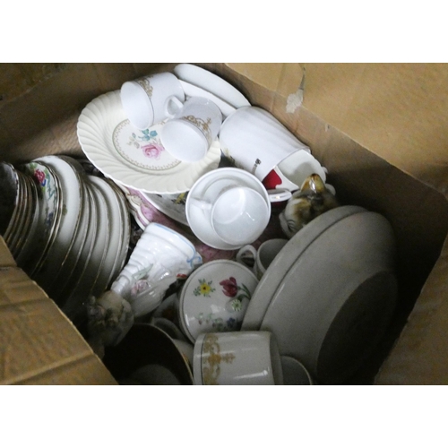 706 - Three large boxes of glass, china, jugs, part tea sets etc