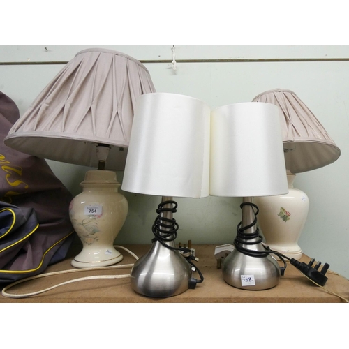 754 - Two pairs of modern table lamps