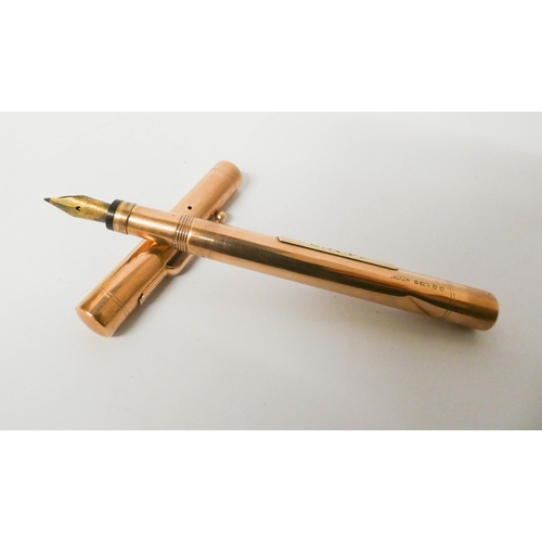 411 - A 9ct rose gold Swan vintage fountain pen, hallmarked London 1933