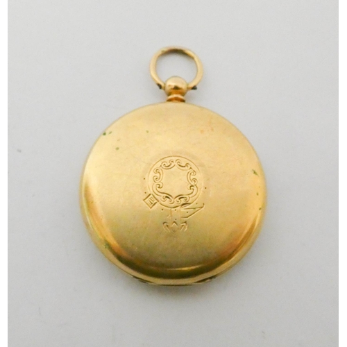 535 - Victorian 18ct gold pocket watch, signed W Roberts Stonehouse, front bezel missing. Case weight 30.6... 