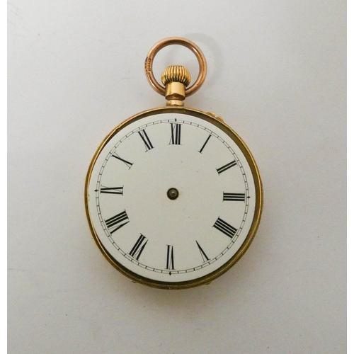 537 - 18ct gold cased pocket watch, movement signed Longines, dial missing hands, inner case gilt metal, g... 