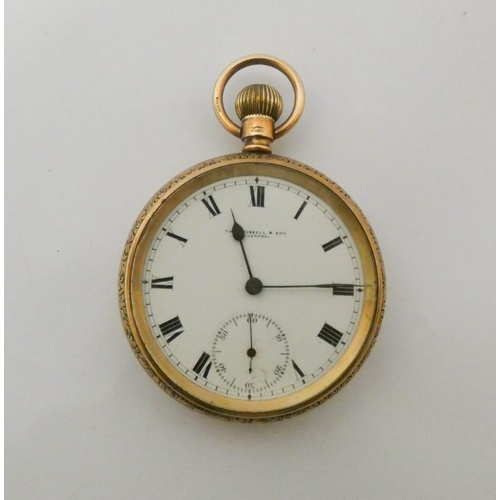 538 - 9ct gold gents pocket watch, Chester 1911, dial & movement signed Thomas Russell & Son, Liverpool ca... 