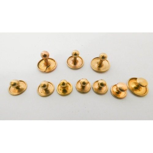 542 - A collection of vintage 9ct gold shirt studs. 7.5g