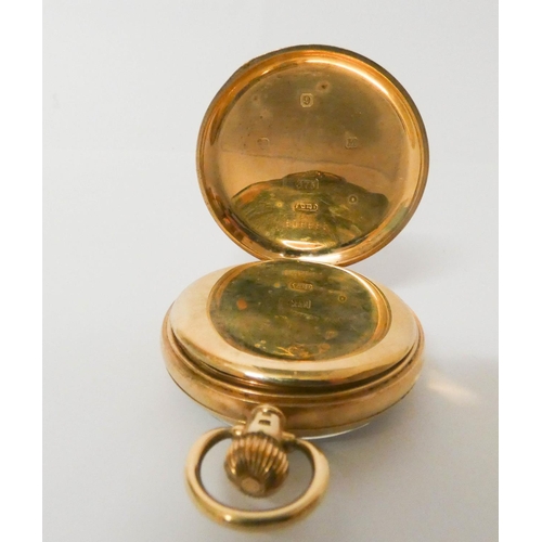 539 - 1930's gents 9ct gold pocket watch, dial signed H Samuel, Dennison case weighs 24 grams approx