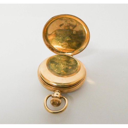 539 - 1930's gents 9ct gold pocket watch, dial signed H Samuel, Dennison case weighs 24 grams approx