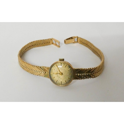 532 - Omega - ladies 9ct gold vintage wristwatch in 9ct gold bracelet strap, gross weight 23g