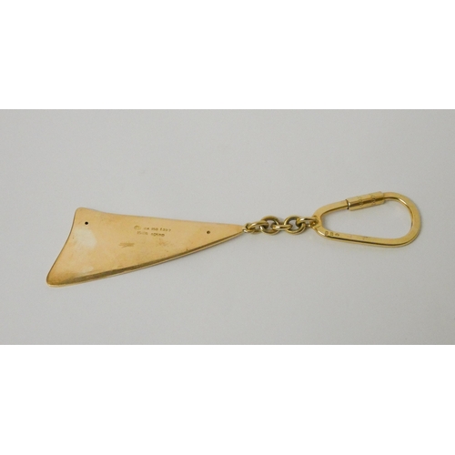 528 - Georg Jensen - an 18ct yellow gold key ring in the form of a sail, hallmarked, makers mark and numbe... 