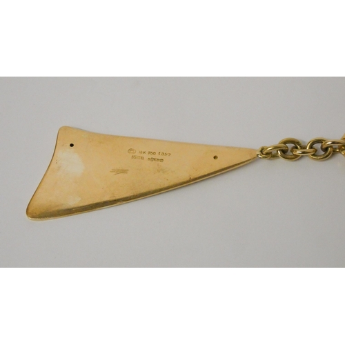 528 - Georg Jensen - an 18ct yellow gold key ring in the form of a sail, hallmarked, makers mark and numbe... 