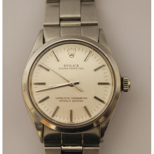 529 - Rolex - gent's vintage Oyster Perpetual stainless steel wristwatch, with box and guarantee.