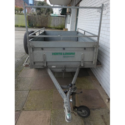 648 - Galvanised 2 wheel manually tipping trailer, 6'6