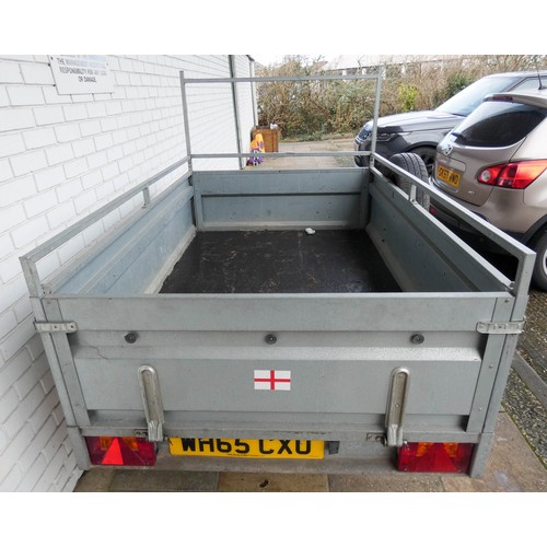 648 - Galvanised 2 wheel manually tipping trailer, 6'6