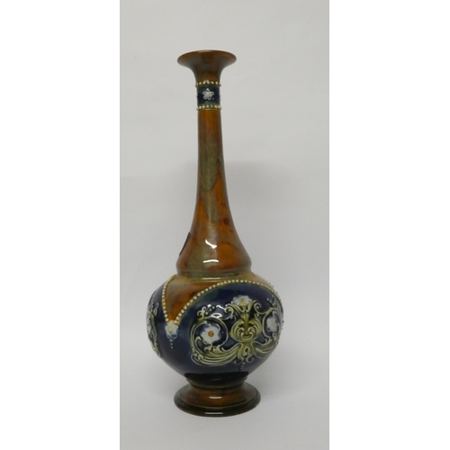 206 - A Royal Doulton stoneware Art Nouveau narrow necked vase, 30cms tall