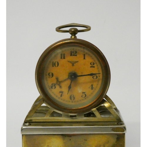 224 - A brass and chrome plated mantle clock Frederick Mauthe Swchwenningen Germany, 11cms tall