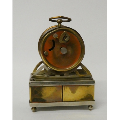 224 - A brass and chrome plated mantle clock Frederick Mauthe Swchwenningen Germany, 11cms tall