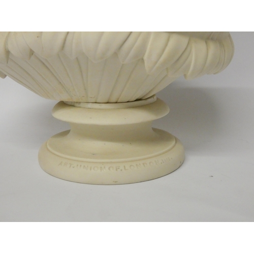 231 - A Copeland Parian bust of Clytie set on a socle printed Art Union of London 1847, 35cms high