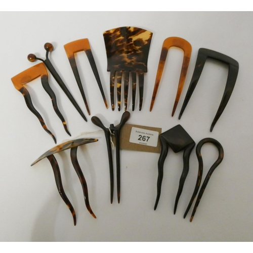 267 - Ten ladies comb and hair slides in tortoiseshell