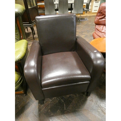 278 - A small brown leather upholstered easy chair