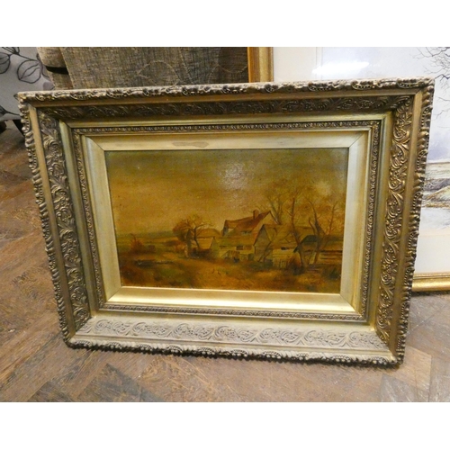 59 - Three original watercolours and a gilt framed oil painting...