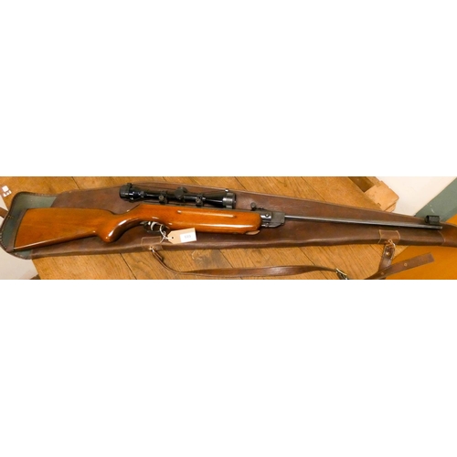 685 - A German Weihrauch 5.5 calibre air rifle with a Tasco 4 x 40 telescopic sight and brown leather carr...