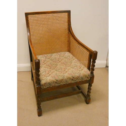 258 - Antique Bergere cane panel armchair