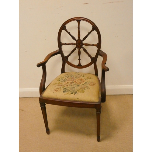 259 - Adam style wheel back mahogany occasional chair