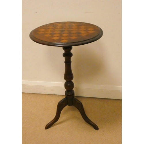 294 - Victorian mahogany chess top occasional wine table on a tripod base