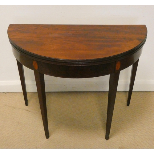 295 - A Georgian style inlaid mahogany D-shaped hall or console table