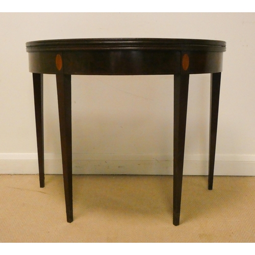 295 - A Georgian style inlaid mahogany D-shaped hall or console table