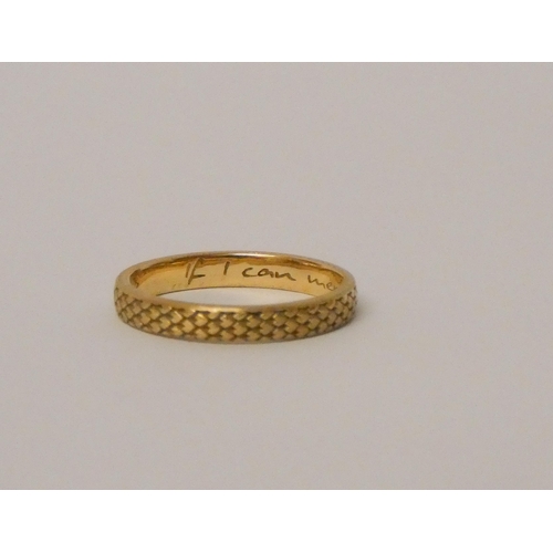 444 - A gold posy ring inscribed 'If I shall merit I shall inherit 1793'. A high carat gold posy ring, of ... 