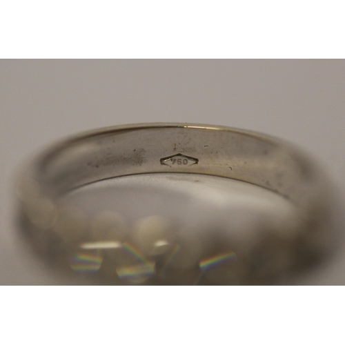 474 - An 18ct gold diamond set half hoop eternity ring, the brilliant cut diamonds in heart shaped setting... 