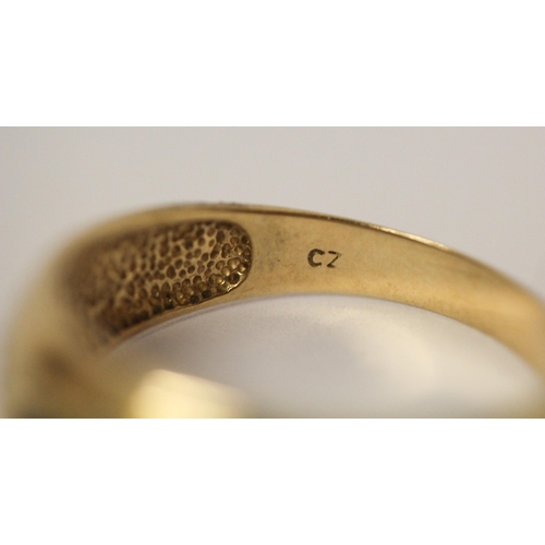 519 - A gents three stone gypsy ring, on 9ct gold band, ring size Y, gross weight 4.3g