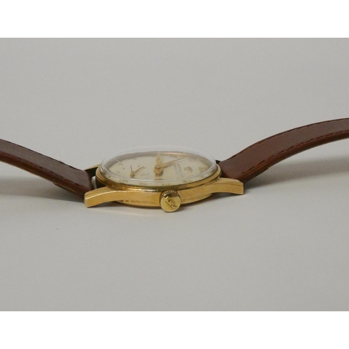 563 - Rolex - A gentleman's 1960's 9ct gold Rolex Precision manual wind wrist watch on brown leather strap