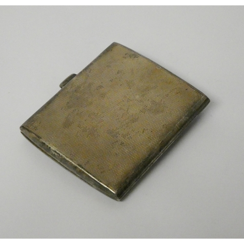 467 - Royal Marine interest - A silver and blue enamel cigarette case with badge of Royal Marines to lid, ... 