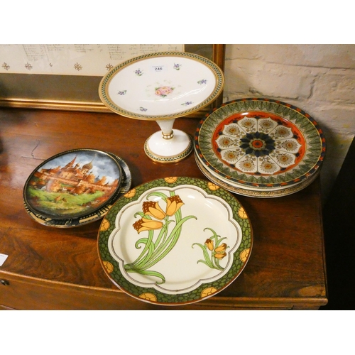 246 - A collection of assorted Royal Doulton decorative wall plates and an English porcelain comport