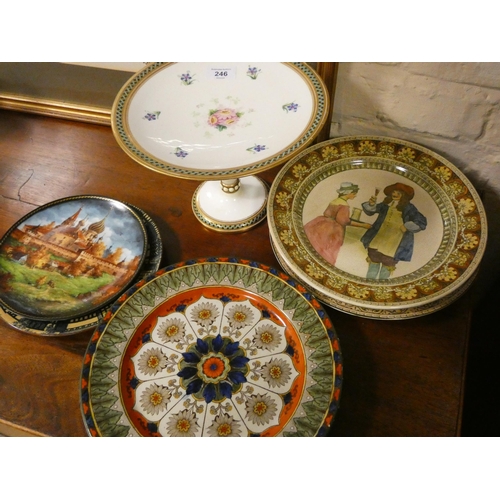 246 - A collection of assorted Royal Doulton decorative wall plates and an English porcelain comport