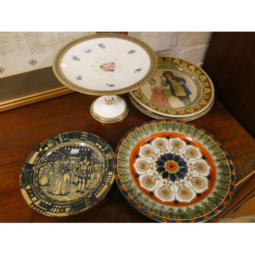 246 - A collection of assorted Royal Doulton decorative wall plates and an English porcelain comport