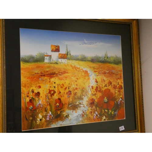 272 - Large modern Spanish oil landscape signed Joly, framed and glazed