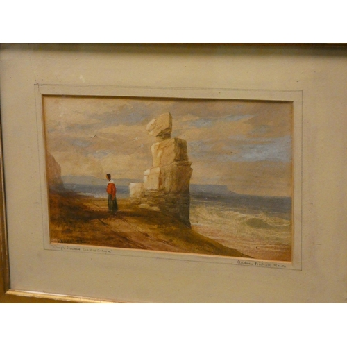 353 - Andrew Nicholl RHA (1804 – 1886) - Irish, watercolour 'Clough Stookan Coast of Antrim', signed, imag... 