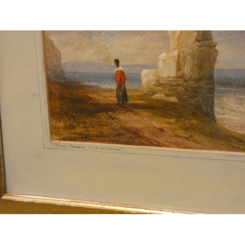 353 - Andrew Nicholl RHA (1804 – 1886) - Irish, watercolour 'Clough Stookan Coast of Antrim', signed, imag... 