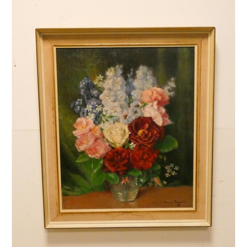 354 - Leonard Philpot 1877 - 1973, Still life oil painting of a vase of flowers, signed and dated 1970