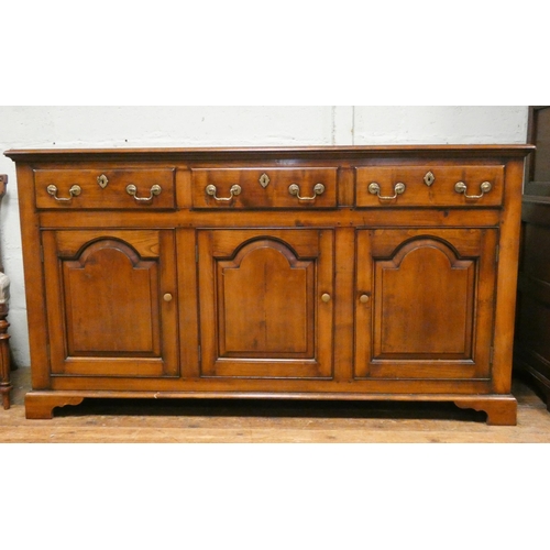 396 - Matching antique style cherry wood dresser base, fitted three drawers to the top and cupboards under... 