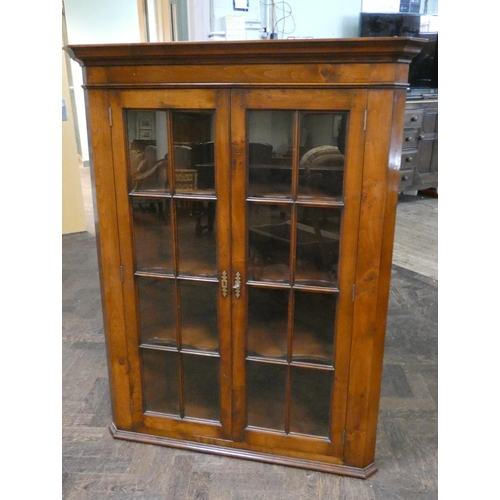 397 - Matching antique style cherry wood hanging corner cabinet with glazed door. 52