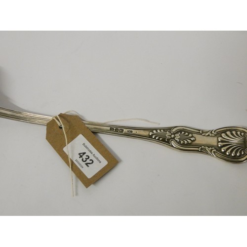 432 - Victorian silver Kings Pattern soup ladle, hallmarked London 1897, gross weight 10 oz troy approx