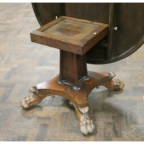 90 - Victorian circular pedestal breakfast table and four balloon back chairs