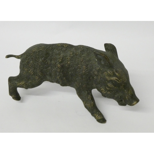 263 - A bronze of a wild boar, approximately 8