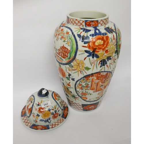 264 - A large Imari vase and cover, standing approximately 22