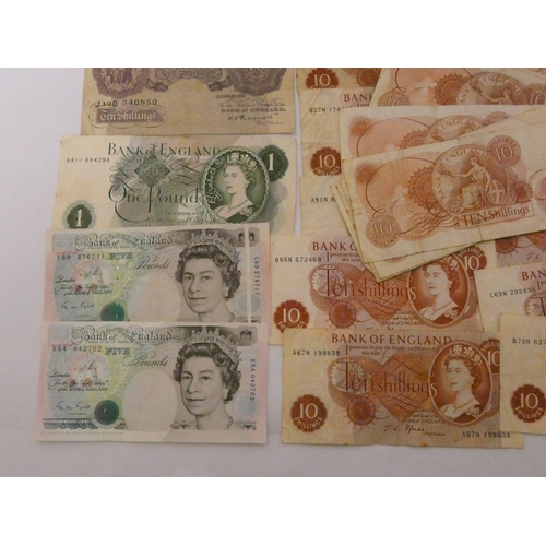 667 - Bank of England error notes £5 & £10 notes printed off centre, one with a fold, together with an acc... 